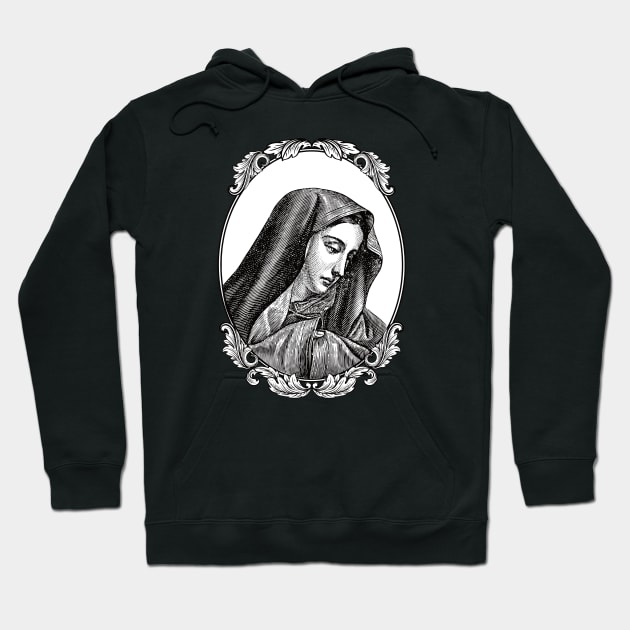 Vintage Virgin Mary Maria Portrait Hoodie by Beltschazar